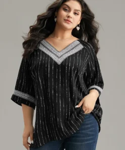 Bandana Contrast Webbing Raglan Sleeve Blouse