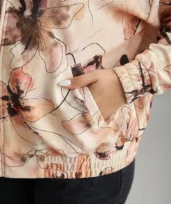 Floral Zipper Gathered Elastic Cuffs Jacket -Clothing Shop 277292488 wd 711aee7e 7916 44e1 b02d 60491cfd8e3d