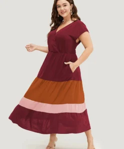 Colorblock Contrast Pocket Wrap Flutter Tiered Tank Dress -Clothing Shop 277352706 lg c5b5b829 8e2a 4de0 9edb 52134fb1107d