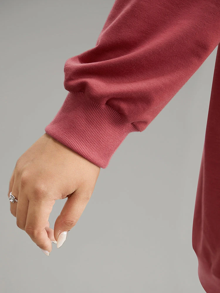 Solid Rib Knit Hem High Low Hem Sweatshirt 9 Solid Rib Knit Hem High Low Hem Sweatshirt - Image 7