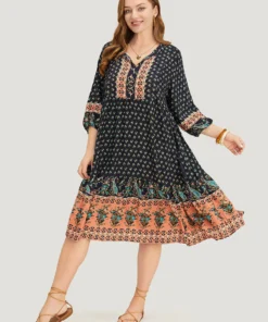 Bandana Tassels Lantern Sleeve Ruffle Pocket Keyhole Neck Dress -Clothing Shop 278745640 rh db0c270e fc5e 41b3 b927 8a25514a086a