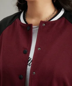 Contrast Trim Pocket Button Fly Bomber Jacket 13 Contrast Trim Pocket Button Fly Bomber Jacket -Clothing Shop 278820808 ft