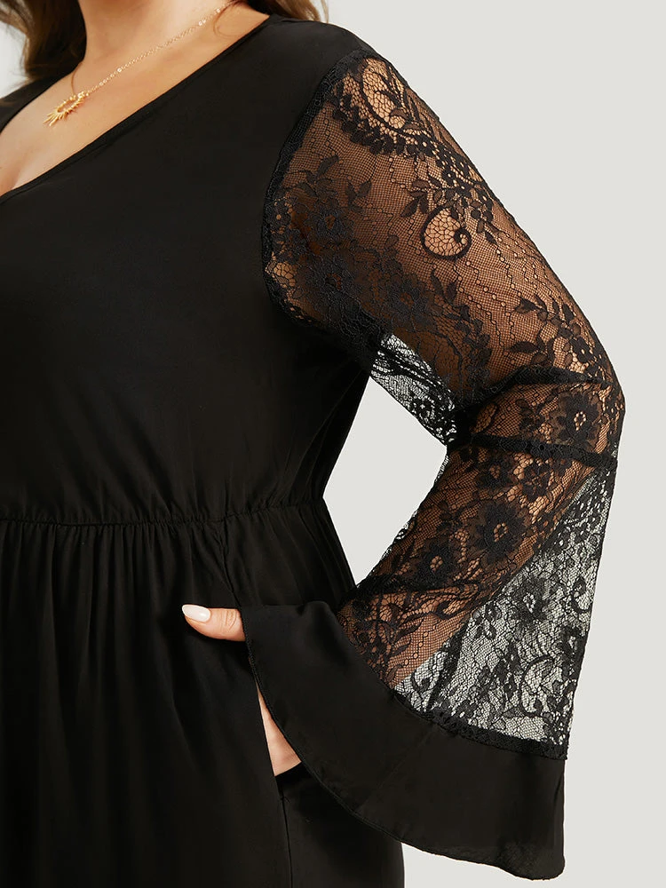 Halloween Plain Mesh Eyelet Lace Pocket Jumpsuit 8 Halloween Plain Mesh Eyelet Lace Pocket Jumpsuit - Image 6