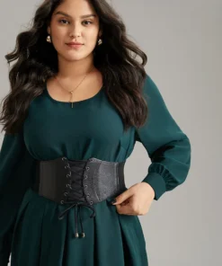 Crocodile Embossed Lace Up Belt