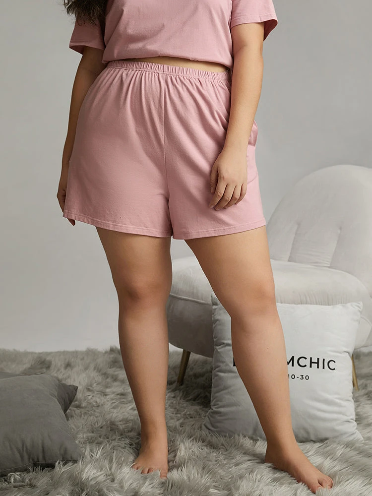 Plain Cotton Sleep Elastic Waist Shorts 8 Plain Cotton Sleep Elastic Waist Shorts - Image 6