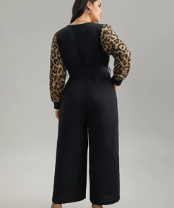 Leopard Patchwork Wrap Buckle Detail Belted Jumpsuit 14 Leopard Patchwork Wrap Buckle Detail Belted Jumpsuit -Clothing Shop 281812321 ks