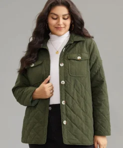 Button Through Lapel Collar Flap Pocket Jacket