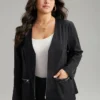 Anti-Wrinkle Solid Zipper Fly Pocket Blazer -Clothing Shop 282898603 ir