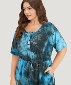 Tie Dye Button Up Ties Raglan Sleeve Jumpsuit 16 Tie Dye Button Up Ties Raglan Sleeve Jumpsuit -Clothing Shop 283605446 sf