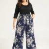 Floral Patchwork Belted Jumpsuit