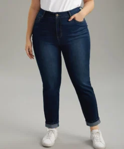 Cutoff Roll Hem Full Length Jeans