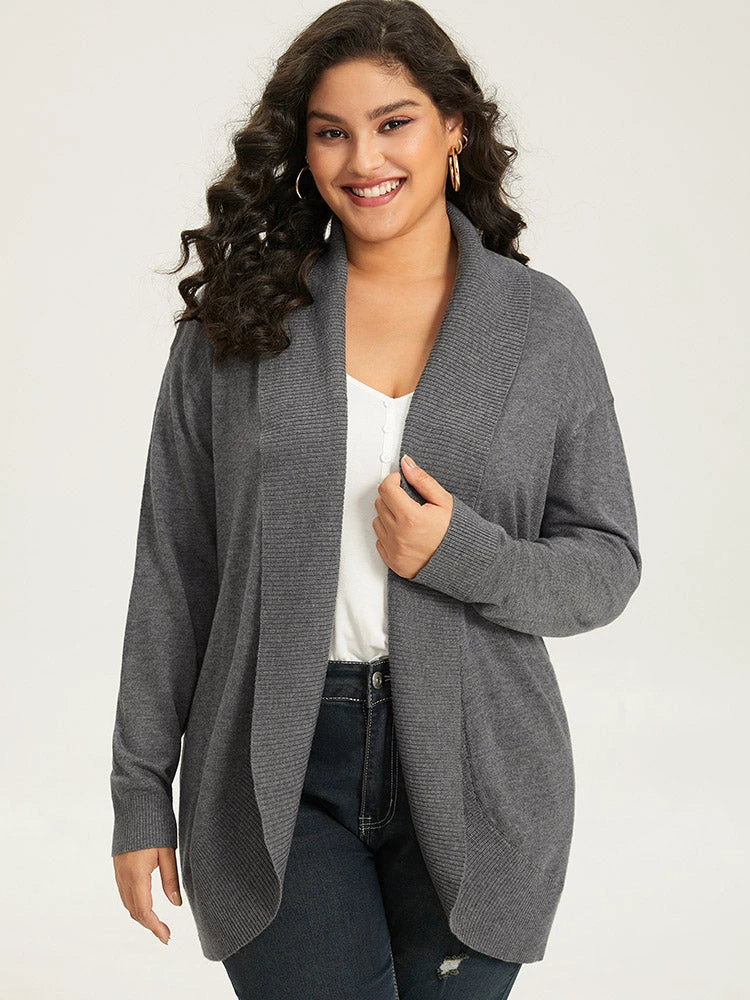 Supersoft Essentials Plain Texture Arc Hem Cardigan 3 Supersoft Essentials Plain Texture Arc Hem Cardigan