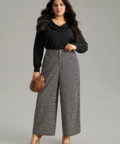 Houndstooth Elastic Waist Straight Leg Pants 12 Houndstooth Elastic Waist Straight Leg Pants -Clothing Shop 285737711 ys