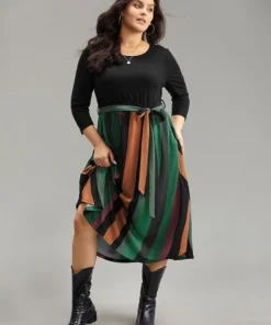 Striped Contrast Patchwork Belted Dress -Clothing Shop 286518462 ef 5c5cffa6 555e 4f0e b36a 1435f986df3e