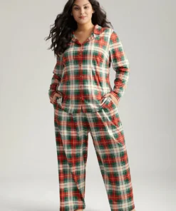 Christmas Plaid Button Up Sleep Top -Clothing Shop 286842225 fp