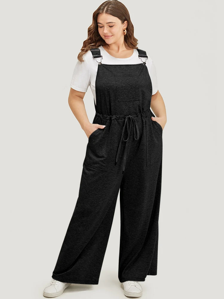 Plain Pocket Drawstring Adjustable Straps Overall Jumpsuit 6 Plain Pocket Drawstring Adjustable Straps Overall Jumpsuit - Image 4