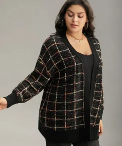 Heather Plaid Elastic Cuffs Cardigan 12 Heather Plaid Elastic Cuffs Cardigan -Clothing Shop 288273331 km