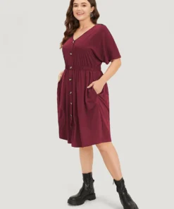 Supersoft Essentials Contrast Button Detail Shirred Pocket Dress -Clothing Shop 288805403 ff 5dd32ec5 bd69 42fa 95b3 69eede5df27e