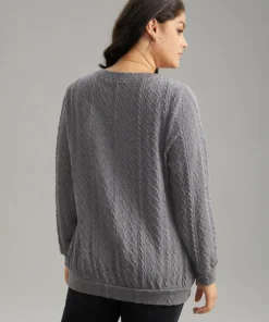 Plain Geometric Textured Plicated Detail Sweatshirt -Clothing Shop 289030844 di 4a8db925 525a 49da 870a 06c02af0ca24