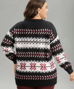 Bandana Geo Print Drop Shoulder Pullover -Clothing Shop 289639194 ea