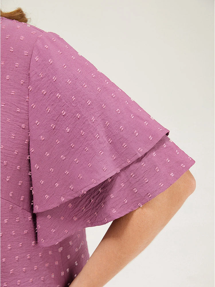 Plain Ruffle Tiered Sleeve V Neck Polka Dot Blouse 10 Plain Ruffle Tiered Sleeve V Neck Polka Dot Blouse - Image 8