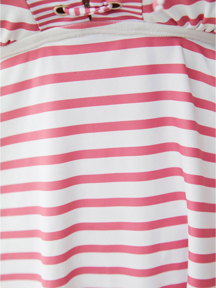 Striped Contrast Lace Up Crossover Tankini Top 7 Striped Contrast Lace Up Crossover Tankini Top - Image 5