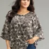 Paisley Print Stitch Bell Sleeve Blouse -Clothing Shop 290745184 tg