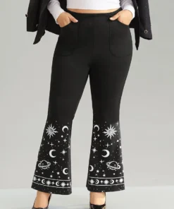 Moon & Star High Rise Elastic Waist Flare Leg Pants