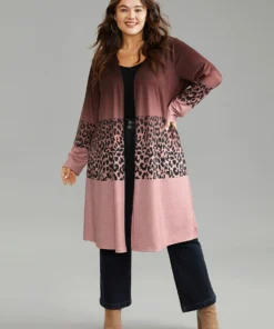 Halloween Leopard Print Contrast Open Front Coat 22 Halloween Leopard Print Contrast Open Front Coat -Clothing Shop 292245703 fh