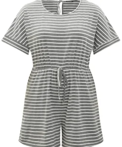 Striped Print Pocket Ties Elastic Waist Jumpsuit -Clothing Shop 292794336 sj 524cc3e9 23f4 49ce a413 f3a218c5c79a