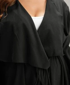 Solid Rib Knit Ties Lapel Collar Kimono 15 Solid Rib Knit Ties Lapel Collar Kimono -Clothing Shop 292866826 nb