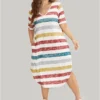 Striped Contrast Arc Hem V Neck Pocket Dress -Clothing Shop 293431790 sa 9b94b69a 6338 46e8 8b0b fe79385ce549