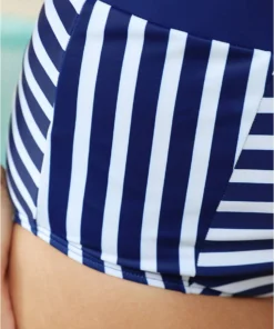 Striped Patchwork Bikini Bottom -Clothing Shop 293554968 xh