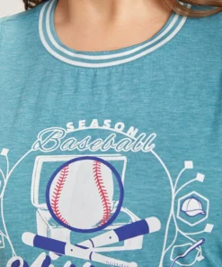 Baseball & Letter Print Arc Hem Contrast Trim Tank Top -Clothing Shop 29370211 rq