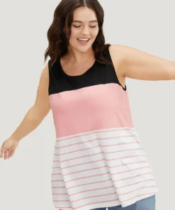 Striped Contrast Crew Neck Tank Top -Clothing Shop 293888527 no 8917a4c1 0244 4dbb 8107 977c9ad9ff03