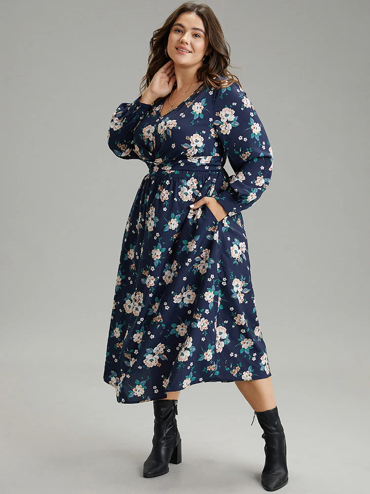 Floral Print Twist Front Pocket Midi Dress 7 Floral Print Twist Front Pocket Midi Dress - Image 5