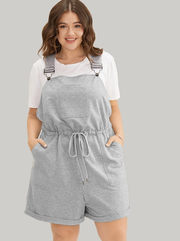 Solid Pocket Drawstring Overall Romper 6 Solid Pocket Drawstring Overall Romper - Image 4