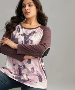 Tie Dye Patchwork Contrast Raglan Sleeve T-shirt