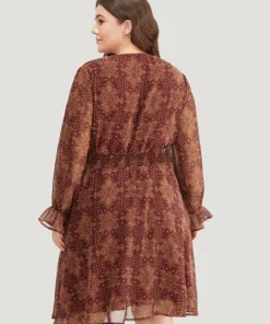 Bandana Print Elastic Waist Flutter Trim Dress -Clothing Shop 297435620 tu