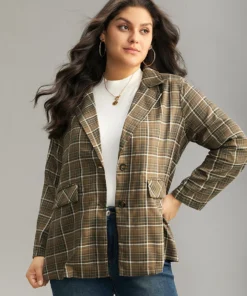 Plaid Flap Pocket Button Through Blazer -Clothing Shop 297746132 yb 04064ace 2f41 42d4 aae3 045ea3406b79