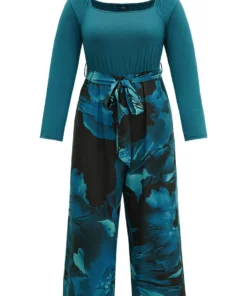 Floral Square Neck Gathered Belted Jumpsuit 21 Floral Square Neck Gathered Belted Jumpsuit -Clothing Shop 298890527 hf cf80b16a 8e0d 4253 9983 26a55a76f413