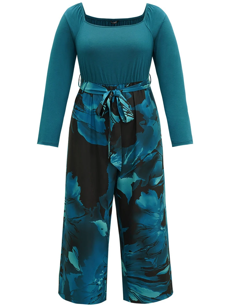 Floral Square Neck Gathered Belted Jumpsuit 12 Floral Square Neck Gathered Belted Jumpsuit - Image 10