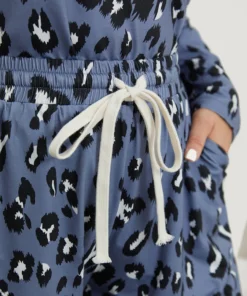 Leopard Print Pocket Drawstring Sleep Shorts -Clothing Shop 298894607 yz