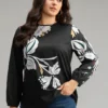 Floral Print Cut Out Lantern Sleeve Blouse