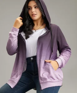 Ombre Hooded Zipper Drawstring Sweatshirt 17 Ombre Hooded Zipper Drawstring Sweatshirt -Clothing Shop 299070050 uj