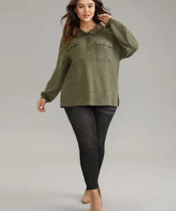 Faux Suede Patchwork Waffle Knit Flap Pocket Sweatshirt 9 Faux Suede Patchwork Waffle Knit Flap Pocket Sweatshirt -Clothing Shop 29976691 xp