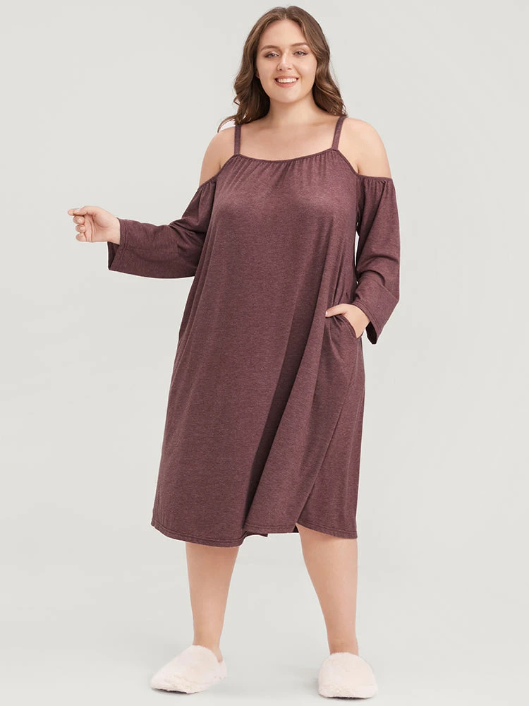 Solid Pocket Cold Shoulder Dress 3 Solid Pocket Cold Shoulder Dress