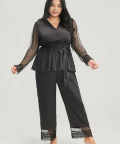 Solid Mesh Lace Wrap Belted Pajama Set 10 Solid Mesh Lace Wrap Belted Pajama Set -Clothing Shop 2 eb97d433 80f4 48d7 87e1 07f58d59a465