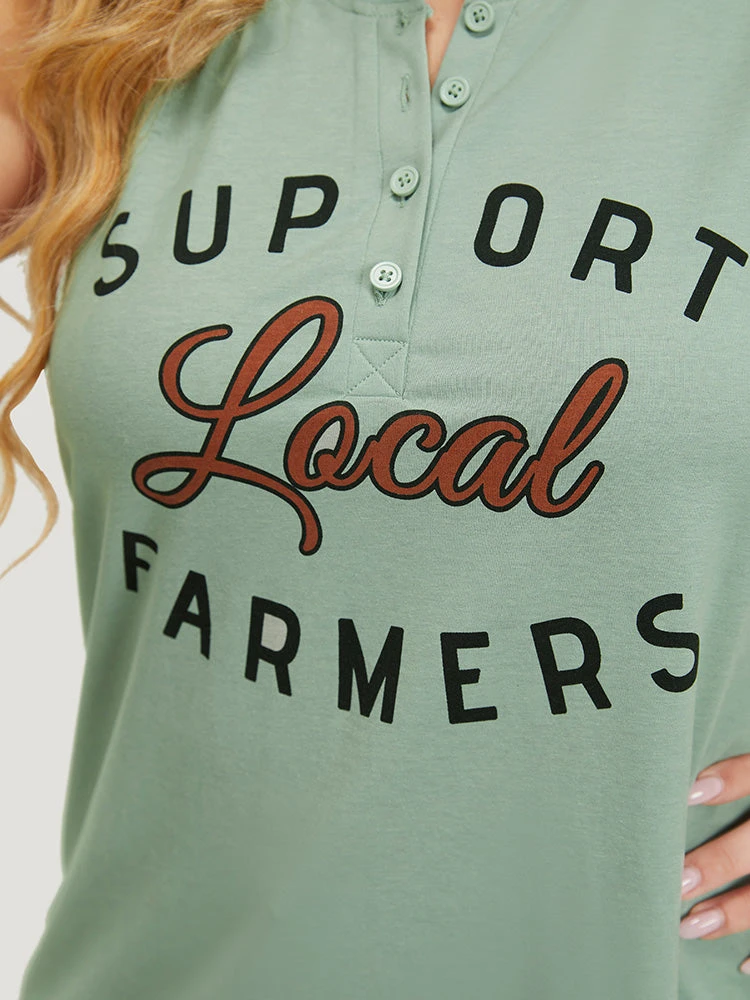 Letter Print Button Up Graphic Sleeveless Tank Top 11 Letter Print Button Up Graphic Sleeveless Tank Top - Image 9