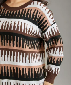 Supersoft Essentials Colorblock Geo Elastic Cuffs Pullover -Clothing Shop 30182173 zm